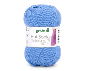 Gründl Hots Socks Merino Plain, 4-Ply Sock Wool, 50 g / 200 m, 75% Virgin Wool (Merino, Superwash), 25% Polyamide, Mulesing-Free, Oeko-Tex Standard, (19 Denim Blue)