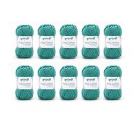 Gründl King Cotton Wool - Thick Wool for Knitting - Knitting Yarn - Crochet Yarn - Soft and Skin Friendly - 55% Polyacrylic, 45% Cotton - 10 Balls 50 g / 78 m - Needle Size 6-7 - Jade