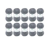 Gründl King Cotton Wool - Thick Wool for Knitting - Knitting Yarn - Crochet Yarn - Soft and Skin Friendly - 55% Polyacrylic, 45% Cotton - 10 Balls 50 g / 78 m - Needle Size 6-7 - Anthracite