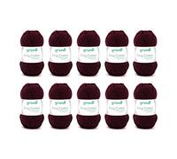 Gründl King Cotton Wool - Thick Wool for Knitting - Knitting Yarn - Crochet Yarn - Soft and Skin Friendly - 55% Polyacrylic, 45% Cotton - 10 Balls 50 g / 78 m - Needle Size 6-7 - Burgundy