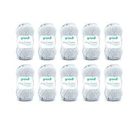 Gründl King Cotton Wool - Thick Wool for Knitting - Knitting Yarn - Crochet Yarn - Soft and Skin Friendly - 55% Polyacrylic, 45% Cotton - 10 Balls 50 g / 78 m - Needle Size 6-7 - Light Grey