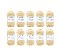 Gründl King Cotton Wool - Thick Wool for Knitting - Knitting Yarn - Crochet Yarn - Soft and Skin Friendly - 55% Polyacrylic, 45% Cotton - 10 Balls 50 g / 78 m - Needle Size 6-7 - Vanilla