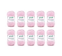 Gründl King Cotton Wool - Thick Wool for Knitting - Knitting Yarn - Crochet Yarn - Soft and Skin Friendly - 55% Polyacrylic, 45% Cotton - 10 Balls 50 g / 78 m - Needle Size 6-7 - Baby Pink