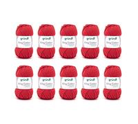 Gründl King Cotton Wool - Thick Wool for Knitting - Knitting Yarn - Crochet Yarn - Soft and Skin Friendly - 55% Polyacrylic, 45% Cotton - 10 Balls 50 g / 78 m - Needle Size 6-7 - Red