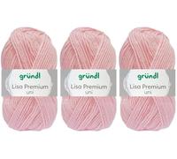 Gründl Lisa Premium Uni 3 x 50 g 100% Polyacrylic with Instructions for Guinea Pig (05 Baby Pink)