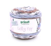 Gründl Lolly Pop Crochet and Knitting Yarn (Wool-Like and Washable Universal Yarn, 100% Polyacrylic, Needle Size: 5-6), 1 x 150 g, Cappuccino-Pewter White Colour