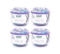 Gründl Lolly Pop Crochet Yarn 4 x 150 g, Violett-Mauve-Zinn-weiß