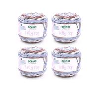 Gründl Lolly Pop Crochet and Knitting Yarn (Wool-Like and Washable Universal Yarn, 100% Polyacrylic, 150 g/240 m, Needle Size: 5-6, 4 x 150 g), Cappuccino-Pewter White Colour