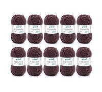 Gründl Plain Felting Wool for Felting, Knitting and Crocheting, 100% New Wool Yarn 50 g / 50 m Needle Size: 8-9, 10 x 50 g Chocolate 31 x 32 x 7.5 cm