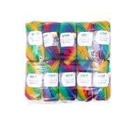 Gründl Spectra Wool Felting Wool (Oeko-Tex Certified, 100% Virgin Wool for Felting, 100 g / 100 m, 10 Balls of 100 g), Carnival Multicoloured