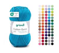 Gründl Wolle Cotton Quick Plain Yarn for Knitting and Crocheting, 100% Cotton, 1 Ball 50 g/125 m, Crochet Yarn/Knitting Yarn, Petrol