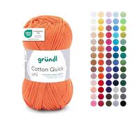 Gründl Wolle Cotton Quick Plain Yarn for Knitting and Crocheting, 100% Cotton, 1 Ball 50 g/125 m, Crochet Yarn/Knitting Yarn, Orange 2
