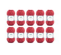Gründl Wolle Lisa Premium Jeans, Yarn for Knitting with Colour Gradient, Knitting Yarn, Crochet Yarn, Soft and Skin-friendly, 100% Polyacrylic, 10 Balls 50 g / 133 m, Needle Size 3.5-4.5, Oriental Red