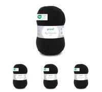 Gründl Wool Big Mamma Plain - XXL Wool for Knitting - Knitting Yarn - Soft and Skin Friendly - 100% Polyacrylic - 1 Ball 400 g / 1040 m - Needle Size 3.5-4.5 - Black (Pack of 4)
