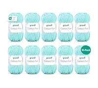 Gründl Wool Cotton Fun Knitting Yarn, Crochet Yarn, 100% Cotton, Mint, 8 cm, 500