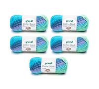 Gründl Wool Cotton Quick Batik - Thin Wool for Crochet with Colour Gradient - Knitting Yarn - Shiny and Skin Friendly - 100% Cotton - 5 Balls 100 g / 260 m - Needle Size 3-4 - Blue/Purple/Green
