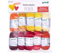 Gründl Wool Cotton Quick Mini Shades of Yellow and Red Knitting and Crochet Set 10 x 15 g, 100% Cotton, 15 g/37 m, Yellow and Red