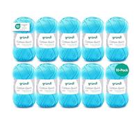 Gründl Wool Cotton Quick Plain Crochet Yarn 10 Balls 50 g Aqua Blue | Thin wool for crocheting, knitting yarn, crochet yarn, shiny and skin-friendly, 100% cotton, 50 g / 125 m