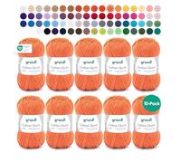 Gründl Wool Cotton Quick Plain - Thin Wool for Crocheting - Knitting Yarn - Crochet Yarn - Shiny and Skin Friendly - 100% Cotton - 10 Balls 50 g / 125 m - Needle Size 3-4 - Orange 2