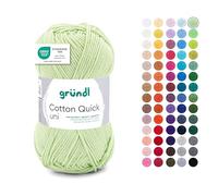 Gründl Wool Cotton Quick Plain - Thin Wool for Crocheting - Knitting Yarn - Crochet Yarn - Shiny and Skin Friendly - 100% Cotton - 1 Ball 50 g / 125 m - Needle Size 3-4 - Lime Green