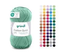 Gründl Wool Cotton Quick Plain - Thin Wool for Crocheting - Knitting Yarn - Crochet Yarn - Shiny and Skin Friendly - 100% Cotton - 1 Ball 50 g / 125 m - Needle Size 3-4 - Apple Green