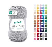 Gründl Wool Cotton Quick Plain - Thin Wool for Crocheting - Knitting Yarn - Crochet Yarn - Shiny and Skin Friendly - 100% Cotton - 1 Ball 50 g / 125 m - Needle Size 3-4 - Medium Grey