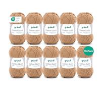 Gründl Wool Cotton Quick Plain - Thin Wool for Crocheting - Knitting Yarn - Crochet Yarn - Shiny and Skin Friendly - 100% Cotton - 10 Balls 50 g / 125 m - Needle Size 3-4 - Brass