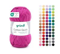 Gründl Wool Cotton Quick Plain - Thin Wool for Crocheting - Knitting Yarn - Crochet Yarn - Shiny and Skin Friendly - 100% Cotton - 1 Ball 50 g / 125 m - Needle Size 3-4 - Orchid