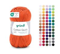 Gründl Wool Cotton Quick Plain - Thin Wool for Crocheting - Knitting Yarn - Crochet Yarn - Shiny and Skin Friendly - 100% Cotton - 1 Ball 50 g / 125 m - Needle Size 3-4 - Rust Red