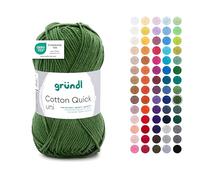 Gründl Wool Cotton Quick Plain - Thin Wool for Crocheting - Knitting Yarn - Crochet Yarn - Shiny and Skin Friendly - 100% Cotton - 1 Ball 50 g / 125 m - Needle Size 3-4 - Moss