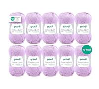 Gründl Wool Cotton Quick Plain - Thin Wool for Crocheting - Knitting Yarn - Crochet Yarn - Shiny and Skin Friendly - 100% Cotton - 10 Balls 50 g / 125 m - Needle Size 3-4 - Lilac