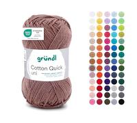 Gründl Wool Cotton Quick Plain - Thin Wool for Crocheting - Knitting Yarn - Crochet Yarn - Shiny and Skin Friendly - 100% Cotton - 1 Ball 50 g / 125 m - Needle Size 3-4 - Coffee