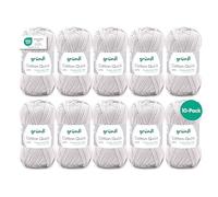 Gründl Wool Cotton Quick Plain - Thin Wool for Crocheting - Knitting Yarn - Crochet Yarn - Shiny and Skin Friendly - 100% Cotton - 10 Balls 50 g / 125 m - Needle Size 3-4 - Light Grey