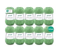 Gründl Wool Cotton Quick Plain - Thin Wool for Crocheting - Knitting Yarn - Crochet Yarn - Shiny and Skin Friendly - 100% Cotton - 10 Balls 50 g / 125 m - Needle Size 3-4 - Sage