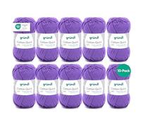 Gründl Wool Cotton Quick Plain - Thin Wool for Crocheting - Knitting Yarn - Crochet Yarn - Shiny and Skin Friendly - 100% Cotton - 10 Balls 50 g / 125 m - Needle Size 3-4 - Purple