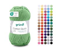 Gründl Wool Cotton Quick Plain - Thin Wool for Crocheting - Knitting Yarn - Crochet Yarn - Shiny and Skin Friendly - 100% Cotton - 1 Ball 50 g / 125 m - Needle Size 3-4 - Sage