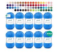 Gründl Wool Cotton Quick Plain - 10 x 50 g - Knitting Yarn - Crochet Yarn - 100% Cotton - Skin-Friendly & Easy Care - Needle Size 3-4 - Medium Blue