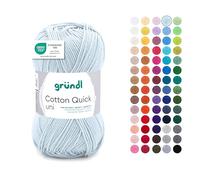 Gründl Wool Cotton Quick Plain - Wool for Crocheting Made of 100% Cotton - Wool for Knitting - Shiny Cotton Yarn 1 Ball 50 g / 125 m - Needle Size 3-4 - Pale Blue