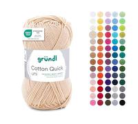 Gründl Wool Cotton Quick Plain - Wool for Crocheting Made of 100% Cotton - Wool for Knitting - Shiny Cotton Yarn 1 Ball 50 g / 125 m - Needle Size 3-4 - Egg Shell