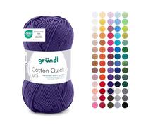 Gründl Wool Cotton Quick Plain - Wool for Crocheting Made of 100% Cotton - Wool for Knitting - Shiny Cotton Yarn 1 Ball 50 g / 125 m - Needle Size 3-4 - Night Blue