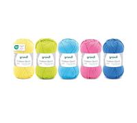 Gründl Wool Cotton Quick Plain Yarn for Knitting and Crocheting, 100% Cotton, 5 Balls 50 g/125 m, Crochet Yarn, Knitting Yarn, Cotton Yarn, Summer Mix