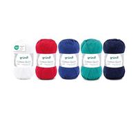 Gründl Wool Cotton Quick Plain Yarn for Knitting and Crocheting Made of 100% Cotton, 5 Balls 50 g/125 m, Crochet Yarn, Knitting Set, Cotton Yarn, Maritime Mix