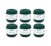 Gründl Wool Crochet Yarn 100 100% Cotton 6 x 100g Balls Needle Size 1.5-2 6 100g / 566m Thin Yarn for Crocheting, Pine Green