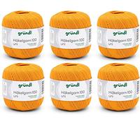 Gründl Crochet Yarn, Cotton, Orange, 6 x 100 g