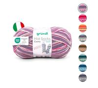 Gründl Wool Hot Socks Como 4-Ply Sock Wool for 1 Pair of Socks Soft and Skin-Friendly 75% Virgin Wool 25% Polyamide 1 Ball 100 g / 420 m Needle Size 2.5-3 Fuchsia Brown