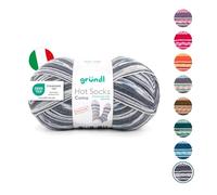 Gründl Wool Hot Socks Como 4-Ply Sock Wool for 1 Pair of Socks Soft and Skin-Friendly 75% Virgin Wool 25% Polyamide 1 Ball 100 g / 420 m Needle Size 2.5-3 Anthracite White