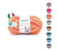Gründl Wool Hot Socks Como 4-Ply Sock Wool for 1 Pair of Socks Soft and Skin-Friendly 75% Virgin Wool 25% Polyamide 1 Ball 100 g / 420 m Needle Size 2.5-3 Pumpkin Camel