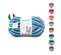 Gründl Wool Hot Socks Como 4-Ply Sock Wool for 1 Pair of Socks Soft and Skin-Friendly 75% Virgin Wool 25% Polyamide 1 Ball 100 g / 420 m Needle Size 2.5-3 Midnight Blue/White