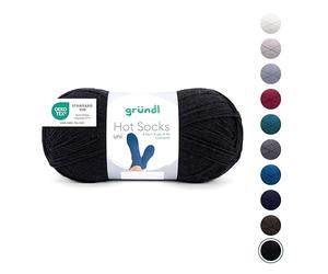 Gründl Wool Hot Socks Plain 100 4-Ply Sock Wool 1 Ball 100 g Black