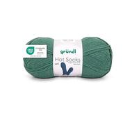 Gründl Wool Hot Socks Plain 100 4-Ply - Sock Wool for 1 Pair of Socks - Sock Yarn - Soft and Skin-Friendly - 75% Virgin Wool, 25% Polyamide - 1 Ball 100 g / 420 m - Needle Size 2.5-3, fir Green, 420